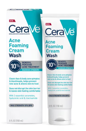 CeraVe Acne Foaming Cream Wash with 10% Benzoyl Peroxide 150ml